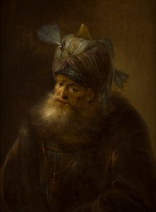 Portret van een Man in een Tulband door (follower of) Rembrandt Harmensz. van Rijn