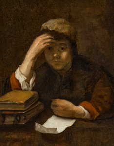 Een lezende jongen (olieverf op doek)