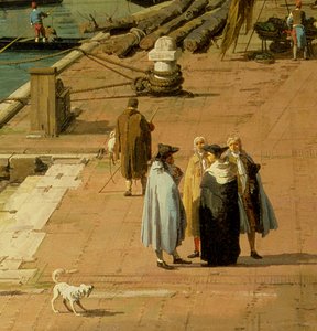 De Riva degli Schiavoni, kijkend naar het Westen (detail) door Giovanni Antonio Canal