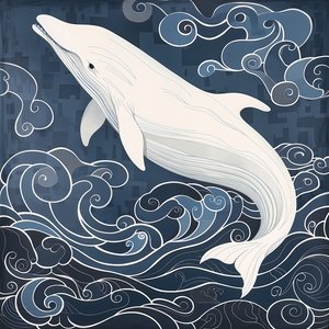 Dolfijn in een surrealistische blauwe achtergrond door F. Abderrahim