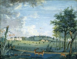 Parc du Raincy, het kasteel en de rotsen door 1717 1806 Carmontelle