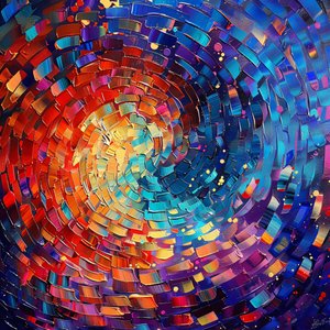 Abstracte kunst met acrylverf kleuren voor online ingelijste muurkunst prints door F. Abderrahim