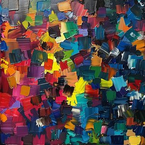 Hedendaagse kunst olieverfschilderij met Kleurrijke & heldere textuur voor muur ophanging