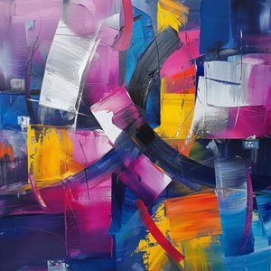 Abstracte verfborstelstreken met levendige kleurrijke heldere voor woonkamer decor