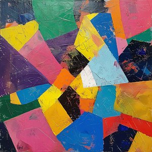 Kleurrijke acrylverf op canvas voor woonkamer of slaapkamer decoratie door F. Abderrahim