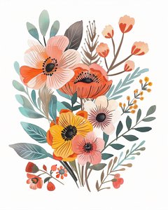 Botanische muurkunstprints: Boheemse bloemen kinderkamer voor slaapkamerdecoratie door F. Abderrahim