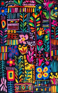 Print op aanvraag: levendig kleur naïeve kunstschilderij voor slaapkamer muurdecoratie door F. Abderrahim