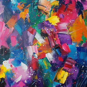 Muurdecoratie voor prints: Moderne abstractie schilderij door F. Abderrahim