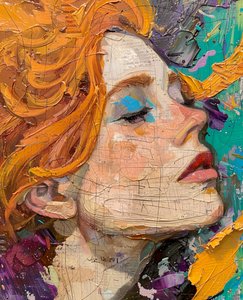 Abstract schilderij een vrouw met rood haar Portret Wandkunstdrukken te koop