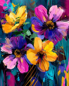 Abstract schilderij handgetekende tuin & bloemen | online canvas kunstdrukken
