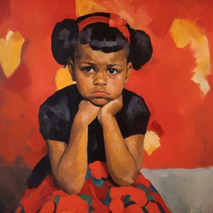 Kleine Afro-Amerikaanse peutermeisje zittend door F. Abderrahim