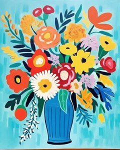 Matisse geïnspireerde bloemen in een vaas