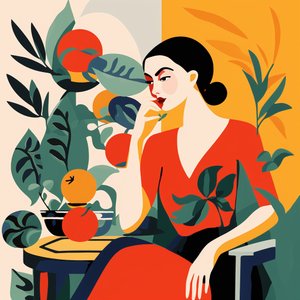 Matisse stijl schilderij meisjes in stoel