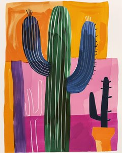 Cactus schilderij op canvas door F. Abderrahim