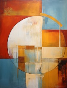 Cirkelvormen, abstract schilderij door F. Abderrahim