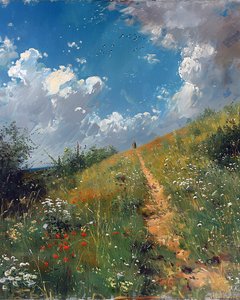Landschap met rollend platteland, wanddecoratie  canvas prints