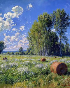 Korenveld en bloemen in lentelandschap, wanddecor  canvas prints
