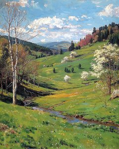 prachtige landschappen, groene plateaus in de lente, Wanddecoratie You