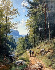 Jungle wandeling door bergen, landschap Wanddecoratie voor elke kamer door F. Abderrahim