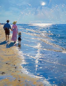 Landschap met afgelegen strand, wanddecoratie voor elke kamer door F. Abderrahim