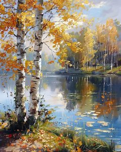 Landschap  bomen met ongerepte wateren, online canvas prints