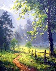 Mooi landschap bij zonsondergang, Canvas voor wanddecoratie Modern landschap