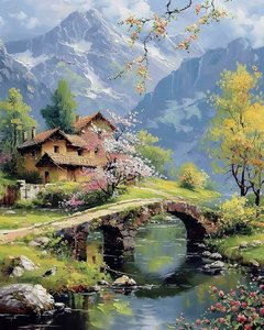 Prachtig landschap met een meer, wanddecor  canvas prints door F. Abderrahim