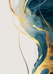 Abstract minimalistisch goud  turkoois, wanddecoratie-ideeën door F. Abderrahim
