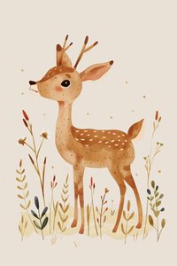 minimalistische wanddecoratie met dierenherten voor baby
