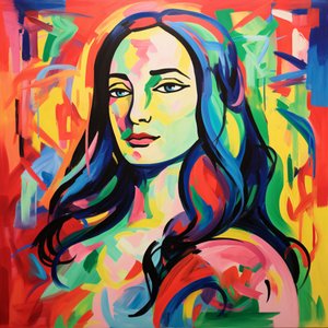 Mona Lisa in de fauvistische stijl van Henri Matisse, Canvas  ingelijste wanddecoratie