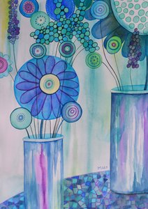 Moderne bloemen door Marys Watercolors