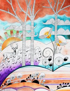 Modern bos door Marys Watercolors