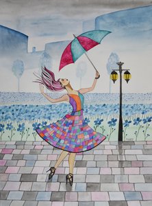 Ze danst in de regen