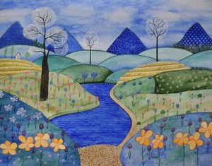 Bergwereld door Marys Watercolors