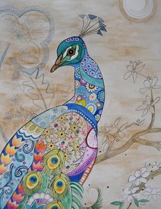 Trotse pauw door Marys Watercolors