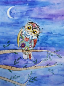Steenuil door Marys Watercolors