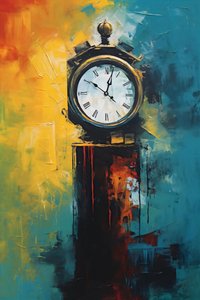 Abstracte kloktoren olieverfschilderij, canvas kunst afdrukken, moderne muur decor ideeën door F. Abderrahim