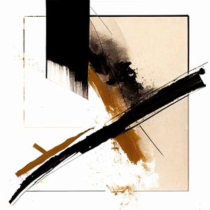 Zwart  Beige Diagonale Streken Muurkunst, canvas print op aanvraag door F. Abderrahim