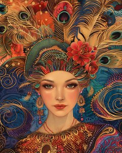 A Gorgeous Woman in the Style of Alex Grey, canvas  wandframe print on demand door F. Abderrahim