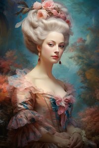 De Hertogin, Rococo Portretten Olieverfschilderijen Kunstwerken, grote canvas prints door F. Abderrahim