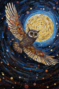 De uil vliegt door de sterrenhemel, online canvas prints op maat door F. Abderrahim