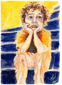 Wachtend kind door Phantalis