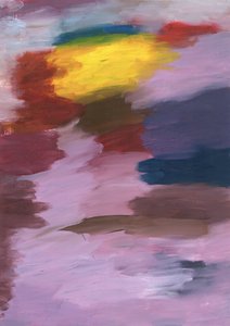 Een levendige samensmelting van de drie primaire kleuren – blauw, rood en geel – die in harmonie met elkaar dansen