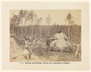 Nr. 181. Hutten voor houthakkers in een bos in Virginia.