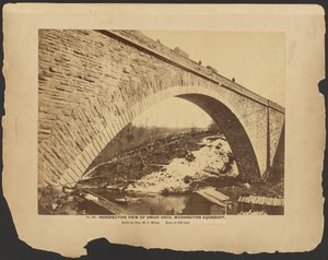 Nr. 302. Perspectief Union Arch, Washington Aqueduct gebouwd door generaal M.C. Meigs, spanwijdte 220 voet. [Maart 1864].
