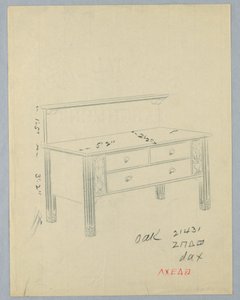 Ontwerp voor Rechthoekig Dressoir met Bloemenvazen