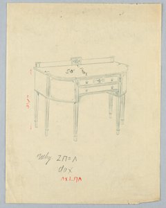Ontwerp voor dressoir met neoklassieke vaasmotieven