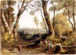 Hereford, vanaf Dynedor Hill, gegraveerd door Theodore H. A. Fielding (1781-1851), uitgegeven in 