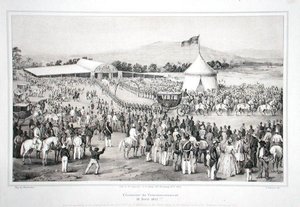 Kroning van Generaal Faustin Soulouque (ca. 1785-1867) als Keizer van Haïti door A. (after) Hartmann