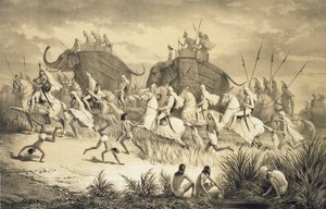 Cavalcade van Sikh-hoofdmannen op olifanten, uit 